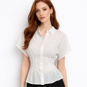 NWT Modern Works Silver Dot Blouse